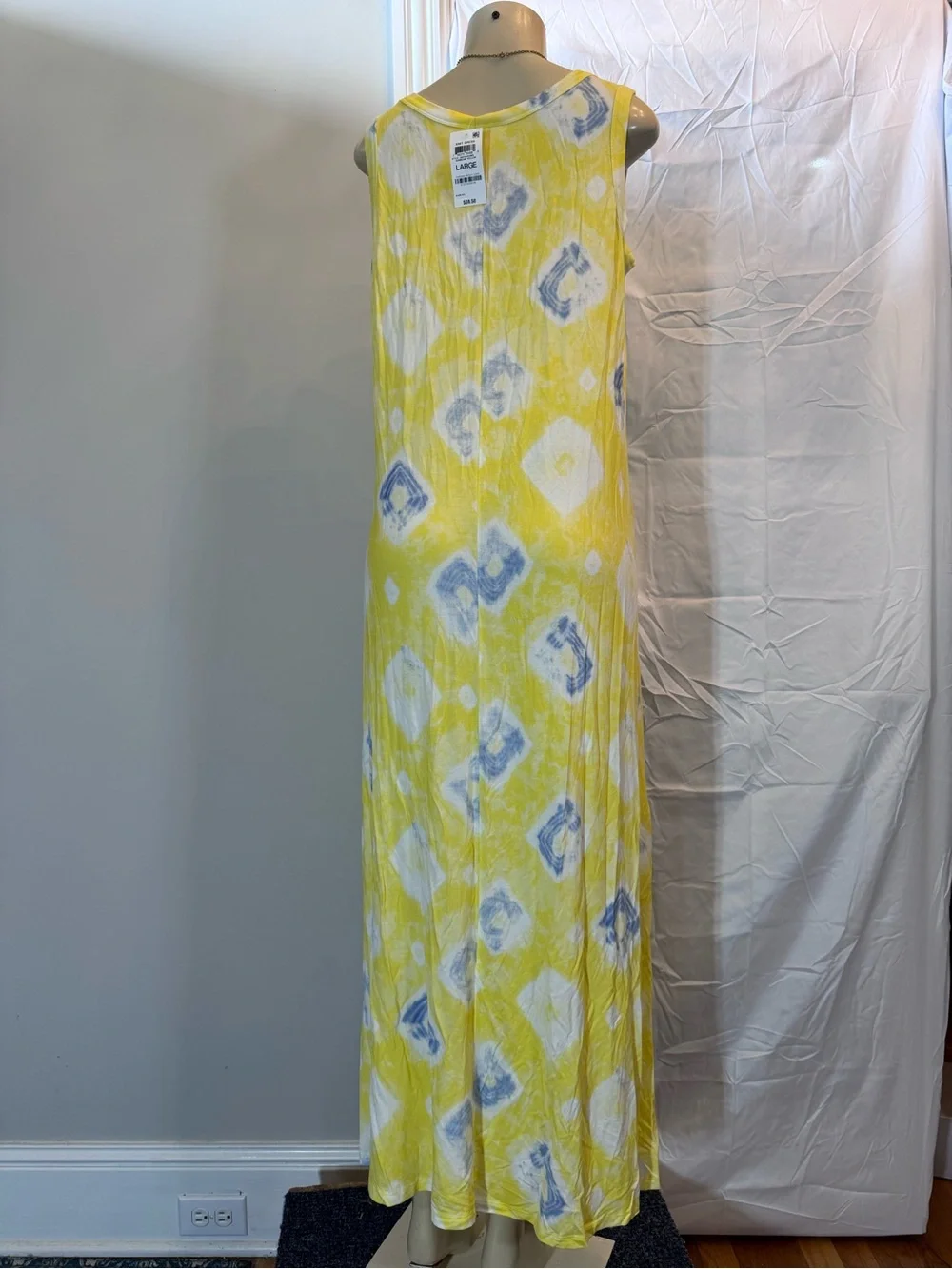 Style & Co. Yellow Tie-Dye Maxi Dress with Blue Accents - Picture 3 of 3